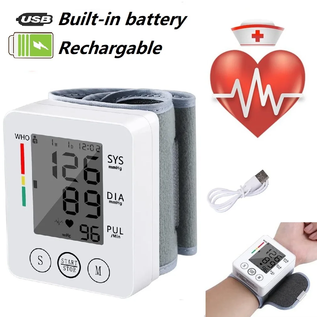 Automatic Wrist Blood Pressure Monitor With Digital Lcd Display