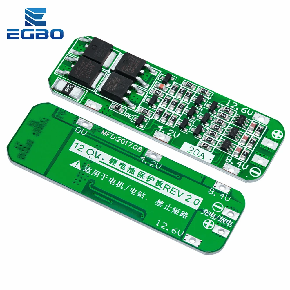 Battery Protection Board 1~40PCS EGBO 3S 20A Li-ion Lithium 18650 Charger PCB BMS For Drill Motor 12.6V Lipo Cell Module