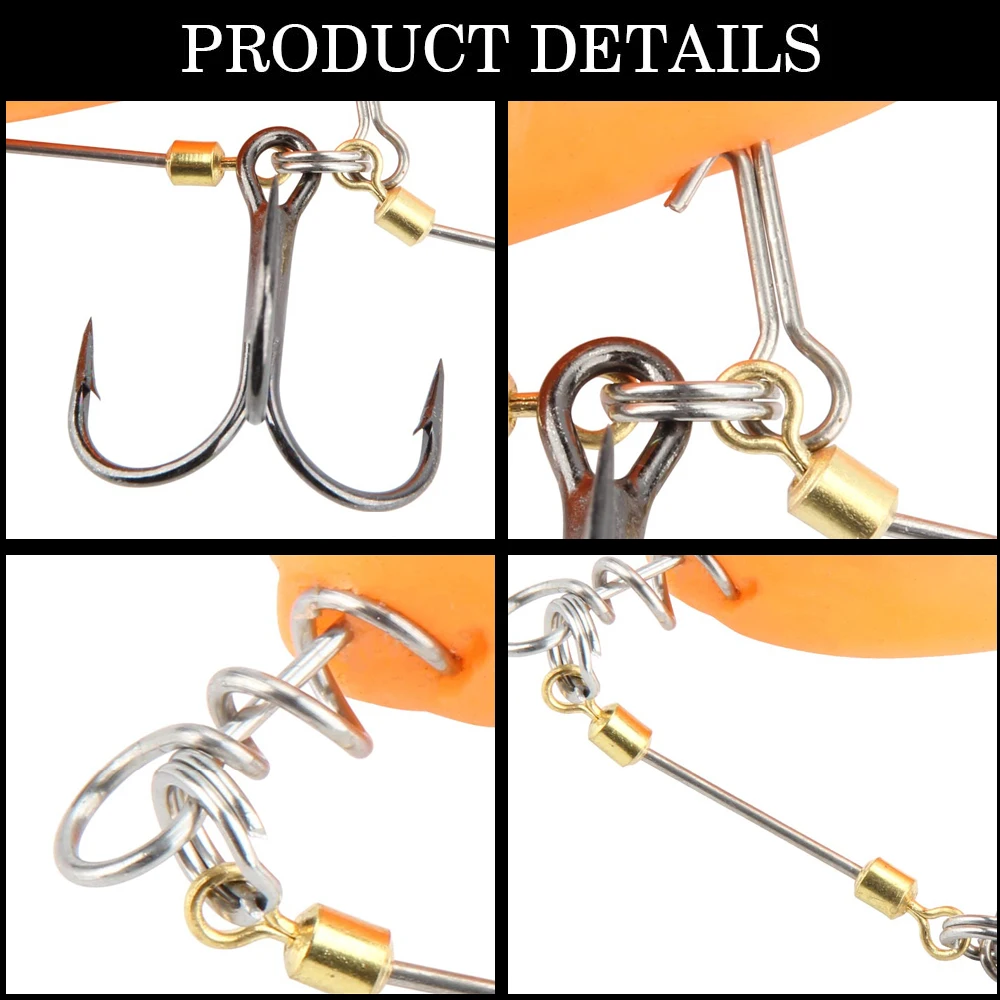 Spinpoler Stinger Fishing Rig For Big Shad,Pike,Bass,And Perch - Barbed  Sharp Treble Hooks With Center Pin Screw Connector Set