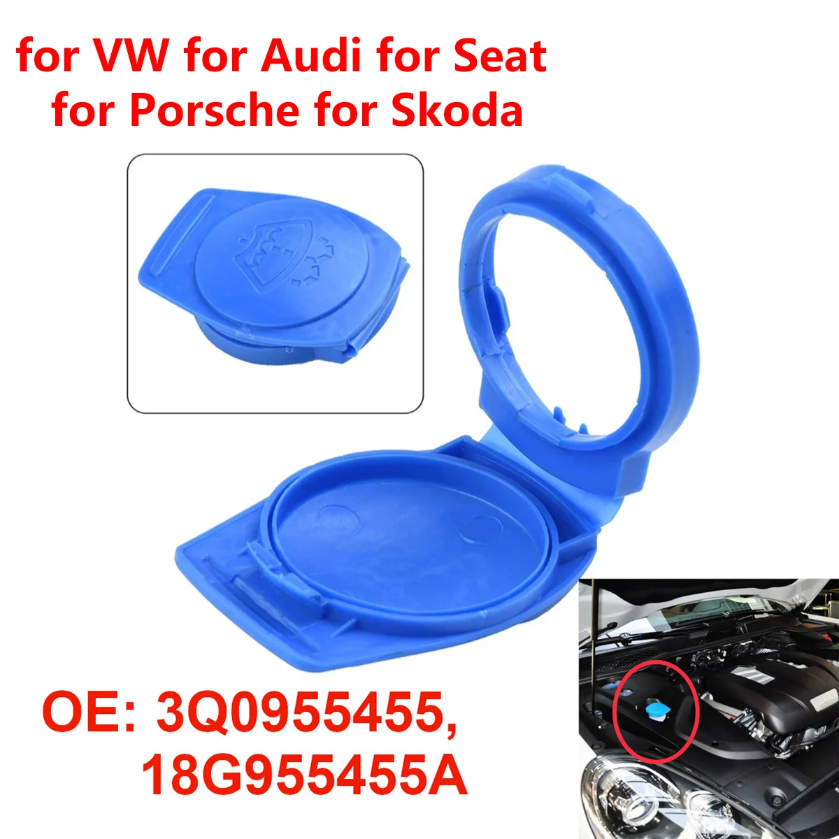 3Q0955455 Car Windshield Washer Fluid Reservoir Tank Cap for Porsche Cayenne for VW for Audi for Seat for Skoda Octavia