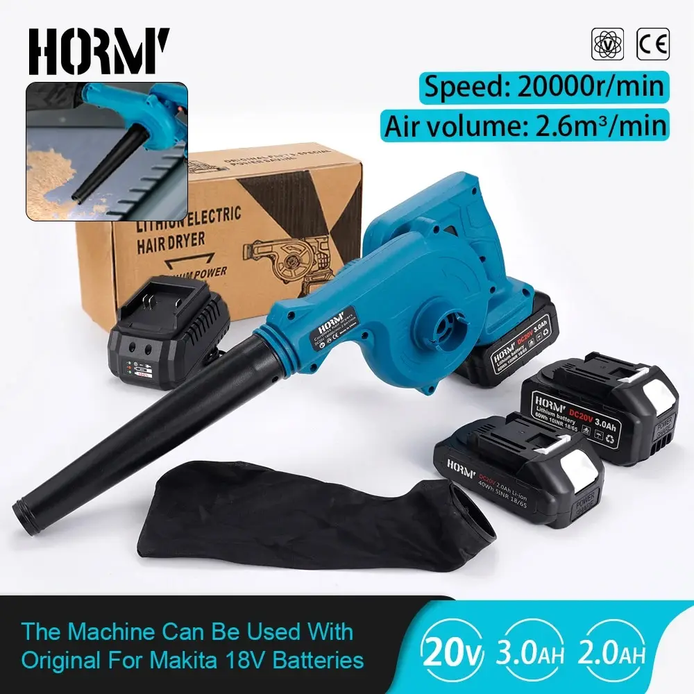 Hormy 2 In 1 Air Blower Vacuum Cleaner Leaf Snows Dust Collector Blowing Suction Tools For Makita 18V 2.0/3.0Ah Battery Monocell