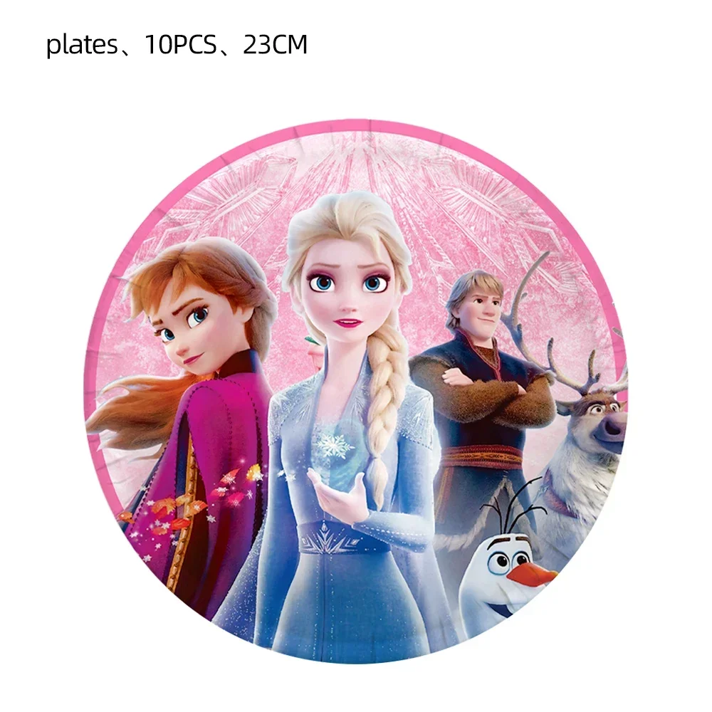 Birthday Tableware Set MINISO Frozen Queen Party Decoration Balloon Tablecloth Plates Cups