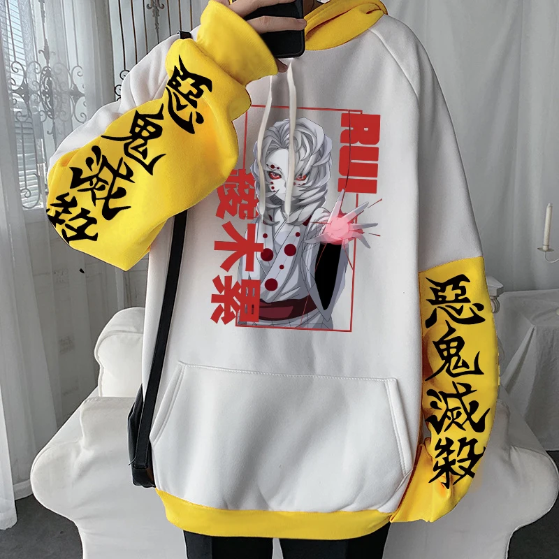 Demon Slayer Anime Hoodies Harajuku Kimetsu No Yaiba Rui Cool Manga Men Streetwear Casual Oversized Men Women Winter Sweatshirts 4