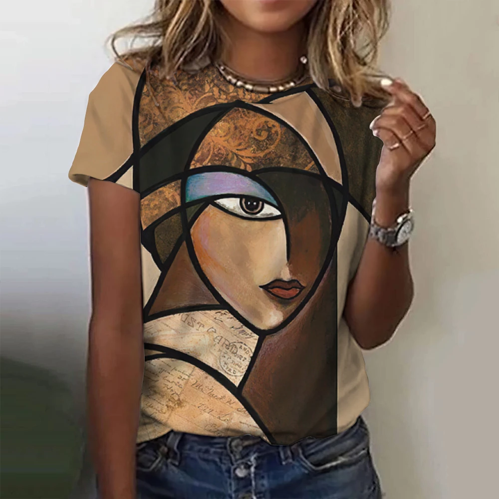 Dam t-shirt för sommar med 3d blommig tryck oversized topp_voghion.com