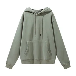 Unisex 2piece Casual Solid 345g Plus Size Hoodies and SweatPants Set Cotton Stacked for Men High Quality