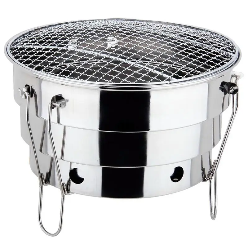 

Outdoor Folding Stainless Steel Grill Barbecue Rack Charcoal Stove BBQ Grill Lightweight Brazier Foldable Hibachi For Camping