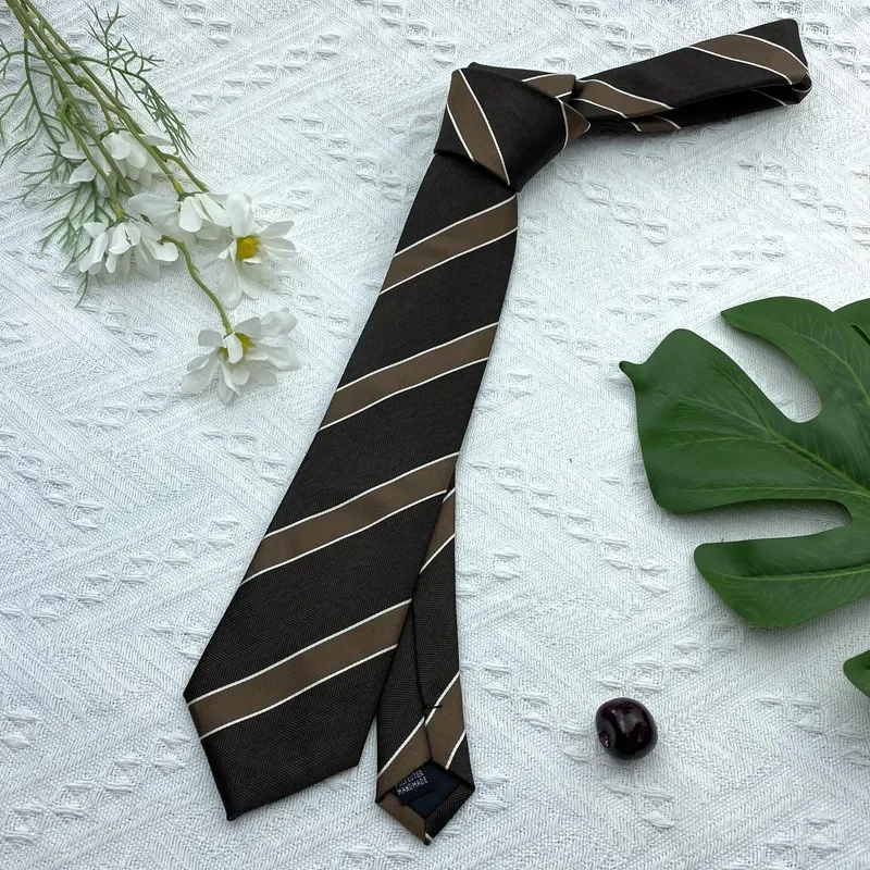 

New Coffee Striped Jk Tie for Girls and Girls Day Department Preppy Style Free Bow Tie Printed Brown Tie