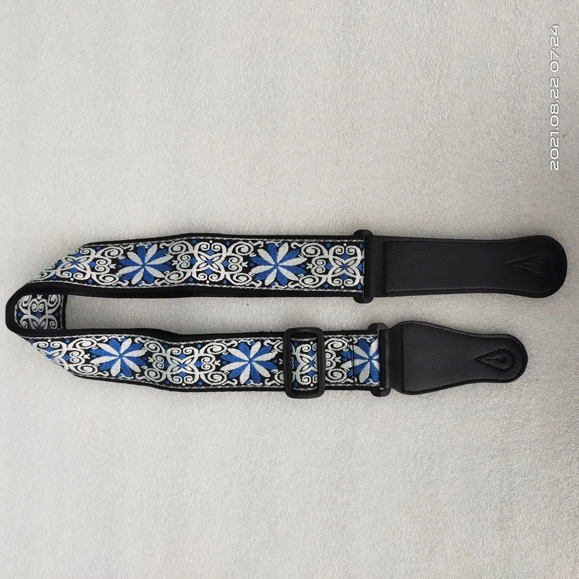 Vibrant Embroidered Cotton Guitar Strap - Extra Wide Adjustable Shoulder Belt