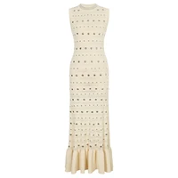 High Quality Elastic Knitted New Fashionable Round Neck Luxurious Hot Plate Sleeveless Slim Fit Women's Dress
