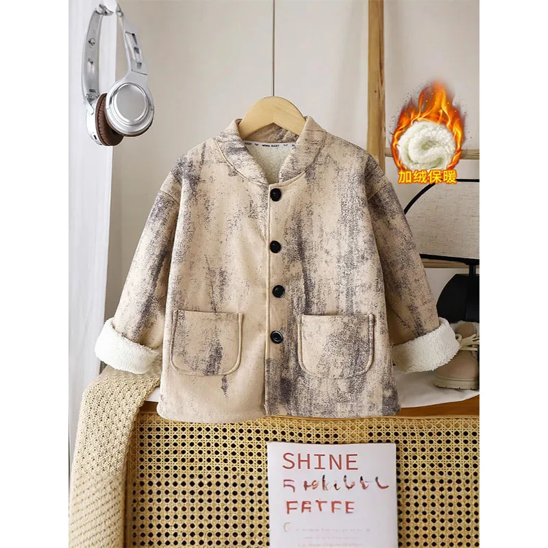Boys Padded Jacket Winter Warm Coat Children's Cold Outerwear Autumn Fashion Cardigan Baby Long-Sleeved Single-Breasted Clothes