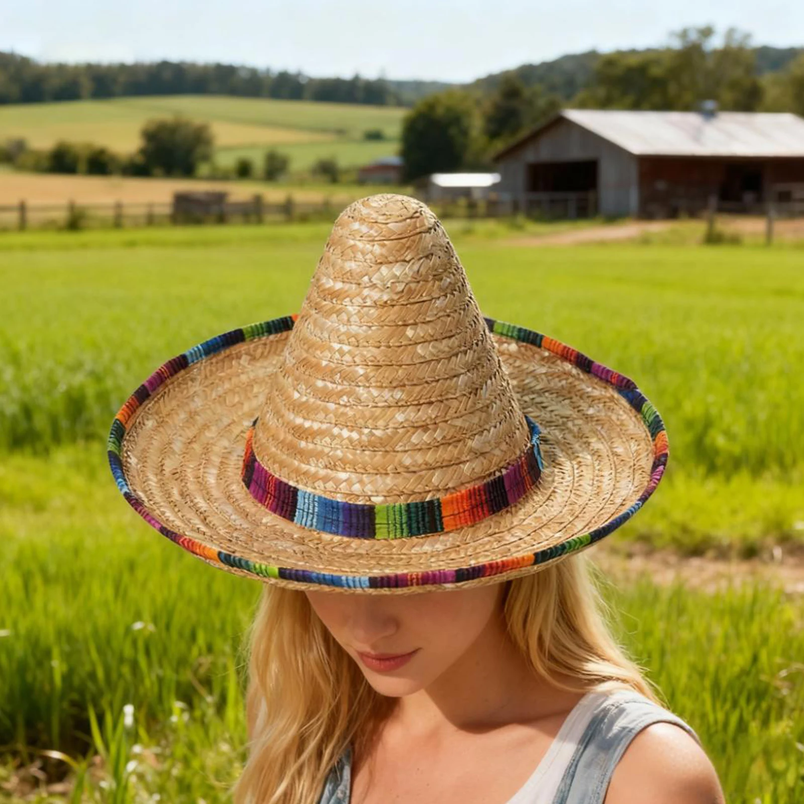 Mexikanischer Hut aus Bambusgeflecht, Sombrero-Hut für Halloween, Karneval, Party, traditionelle Kostüm-Requisiten für Erwachsene, Kopfbedeckung, Mütze – Detail 7