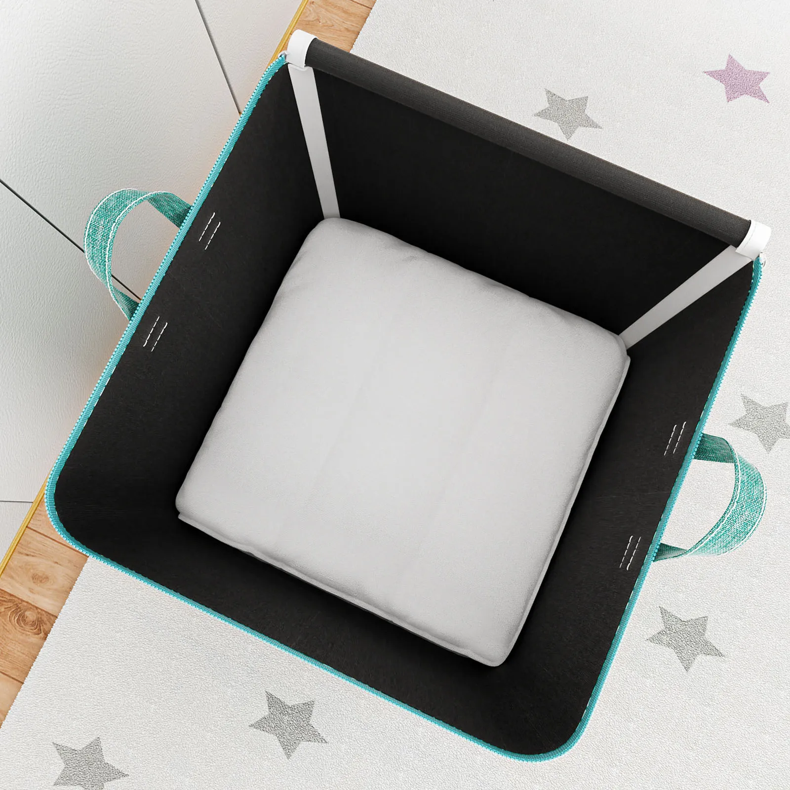 1PC foldable quilt storage bag Large capacity clothing blanket storage bag Doggy bag Tidy bedroom closet Green 3