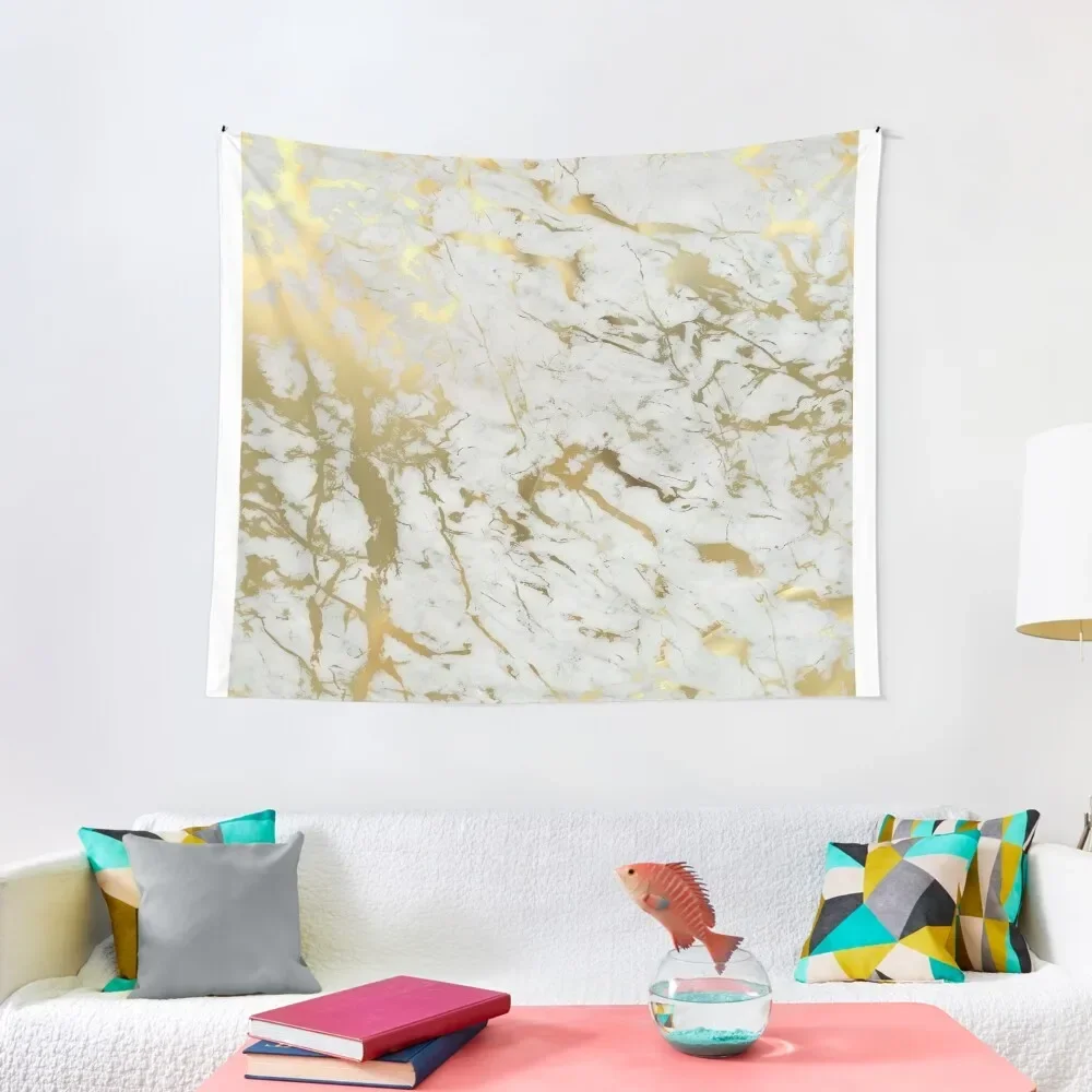 

Gold marble on white (original height quality print) Tapestry Custom Decoration For Bedroom Tapestry