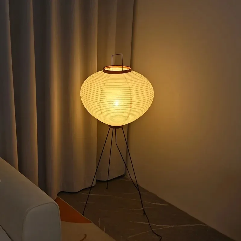 일본 쌀 종이 삼각대 플로어 램프 랜턴, LED 테이블 램프, 거실 침실 침대 옆 서재 호텔 장식