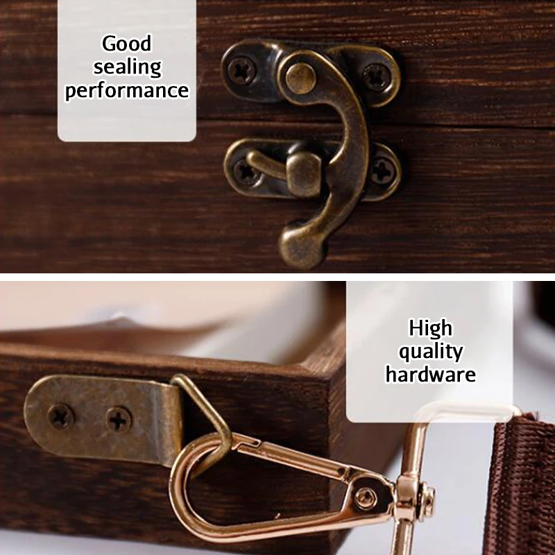 Retro Writers Wood Box Messenger Bags Outdoor Sketch Tool Storage Box with Lid Household Satchel Messenger Wooden Box 5