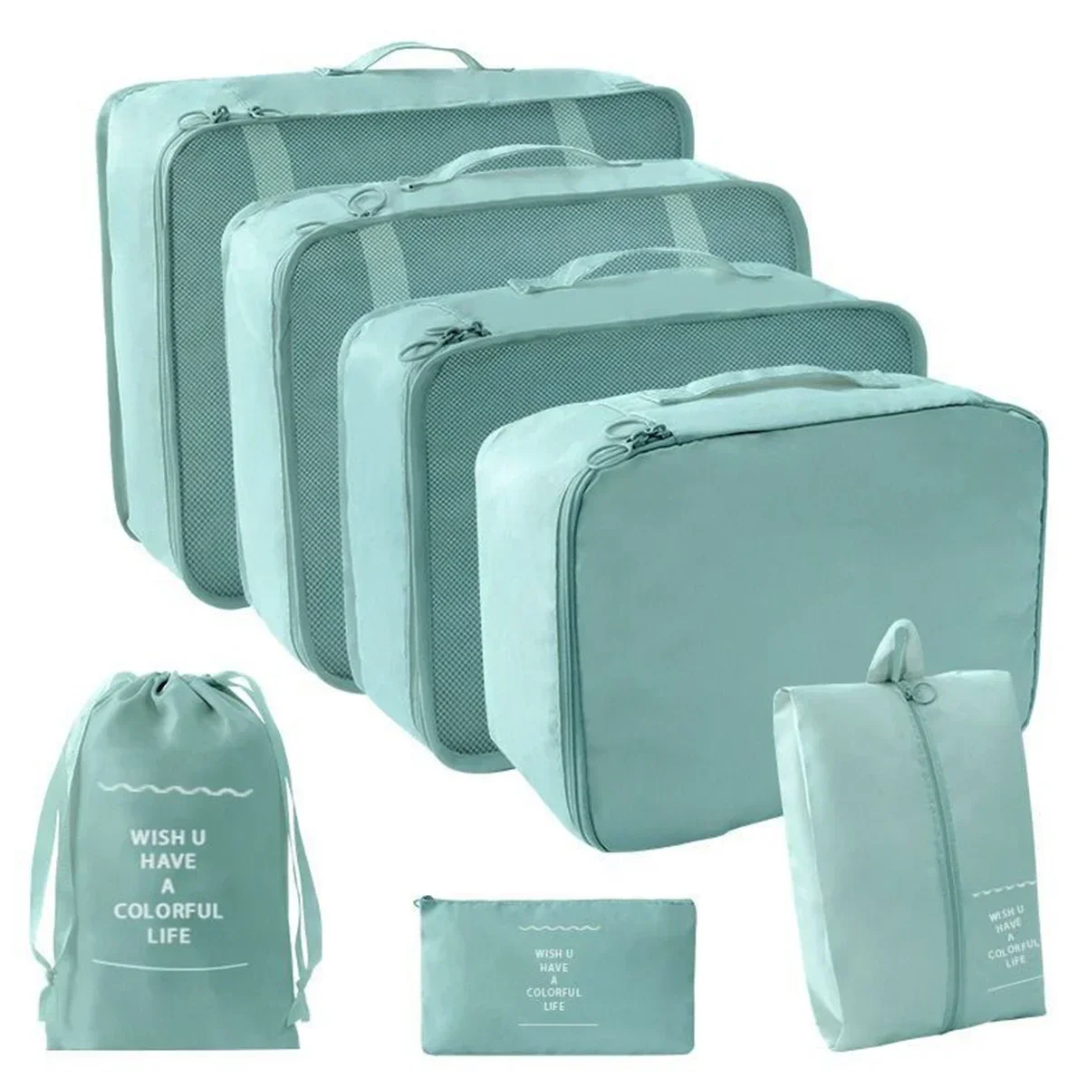 7-Piece Travel Packing Cube Set - Transparent Compression Luggage Organizers