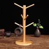 1PCS Multifunctional Bamboo Storage Rack Entryway Key Mug Drainage Shelf Storage Coffee & Tea Cup Holder Glass Mug Hanging Shelf 2