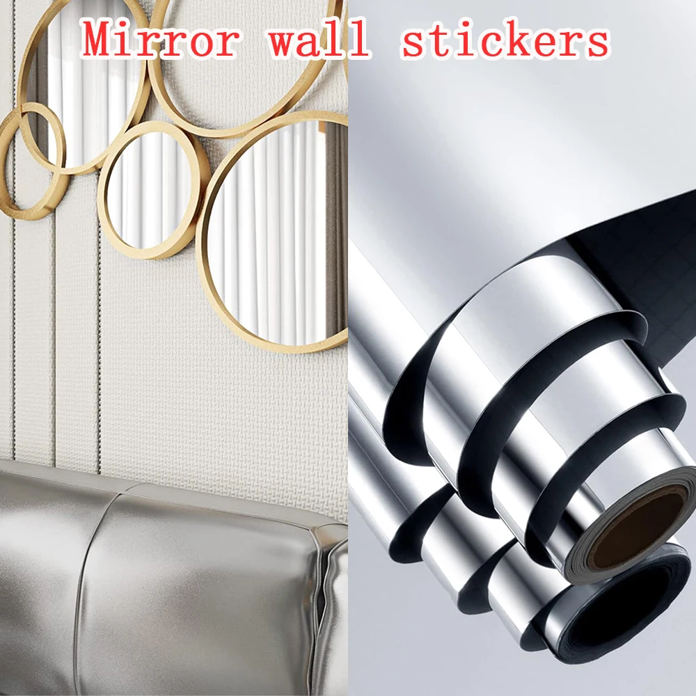 1roll 3D Mirror Wall Sticker Self-adhesive Lens Flexible DIY TV Background Sticker Removable Mirror Wall Non-glass Mirro