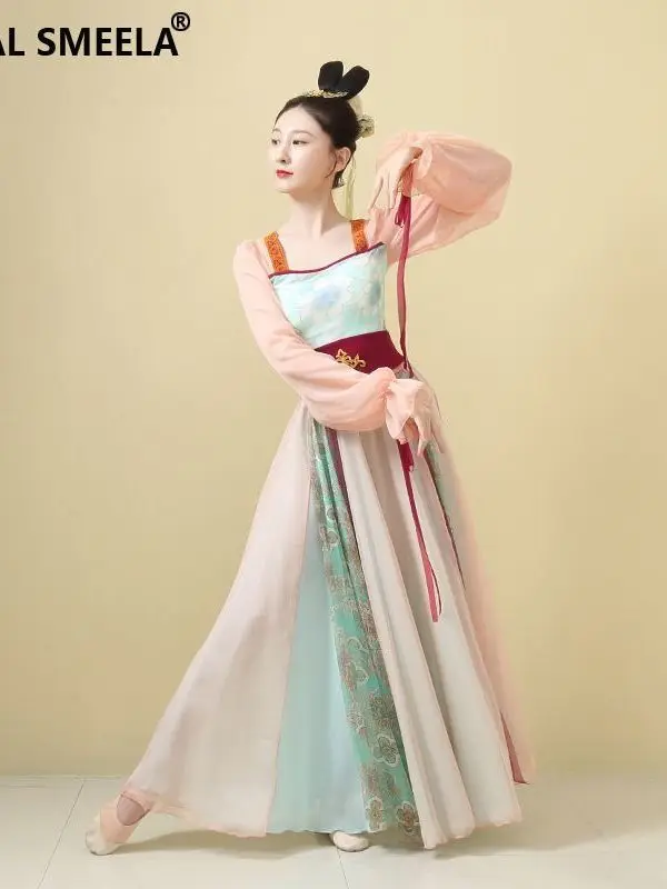 

New Daily Women's Summer Classical Dance Hanfu Sweet and Flowing Set Practicing Clothes Hanfu Element Printing Ancient Clothes