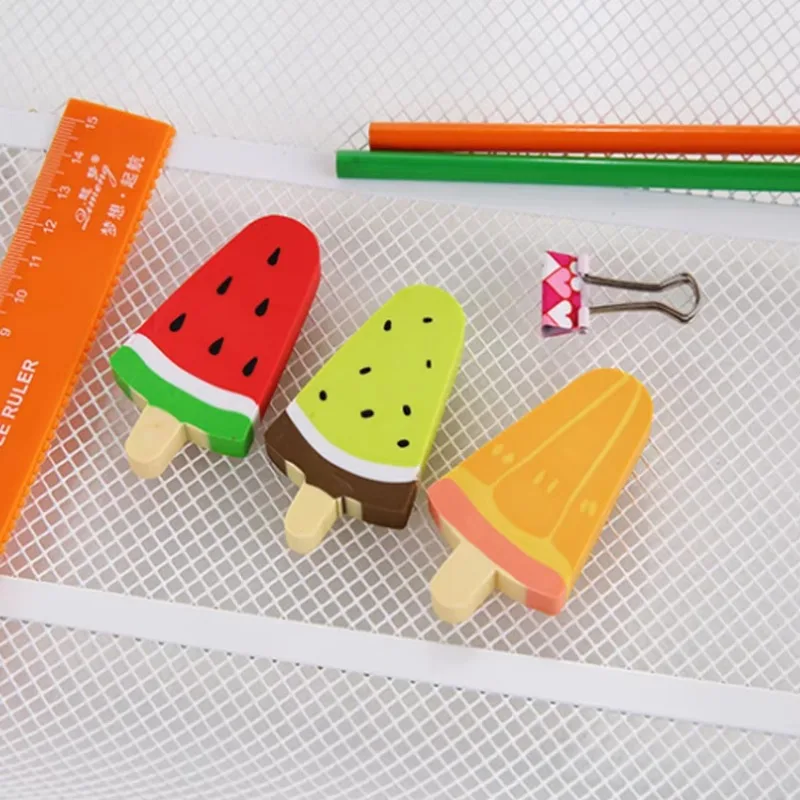 1 pz/lotto Kawaii Anguria Arancia Kiwi Frutta Gelato Gomma da matita Gomma Studenti Materiale Scolastico di Cancelleria Per I Bambini - immagine 4