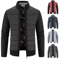Men's Fleece Lined Thickened Stand Collar Knitted Cardigan Winter Outerwear Casual Long Sleeve Polyester Fiber Knitwear