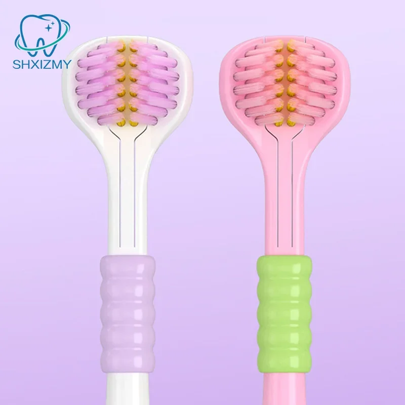 부드러운 강모가있는 가정용 3면 칫솔 사용하기 쉬운 성인용 딥 클리닝 칫솔 어린이 소년 소녀