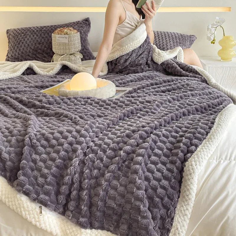 

Microfiber blanket Autumn Winter Warm Sleeping Blanket Soft Comfortable Blankets For Bed Cozy Thickened Warmth Blanket