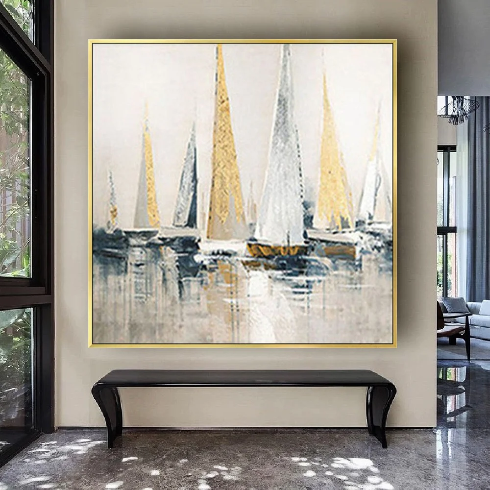 abstract-gold-blue-sea-sailboat-art-handmade-oil-painting-canvas-paintings-wall-pictures-art-wall-artwork-for-dining-room-decor