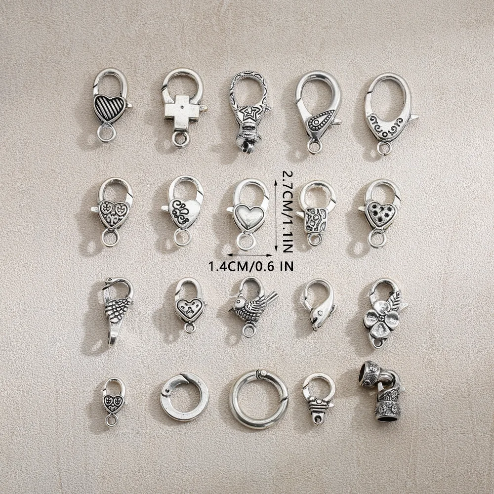 50pcs/lot 26x15MM Lobster Clasp Hooks Heart Cross Animal Keychain Clasps Bracelet Chain Accessory for Jewelry Making Components