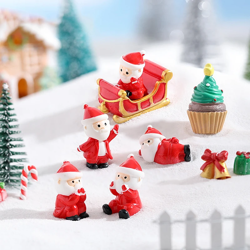 

Creative Cute Miniature Santa Claus Gift Sled Landscape DIY Christmas Garden Bonsai Decor Kid Toy Resin Small Ornaments