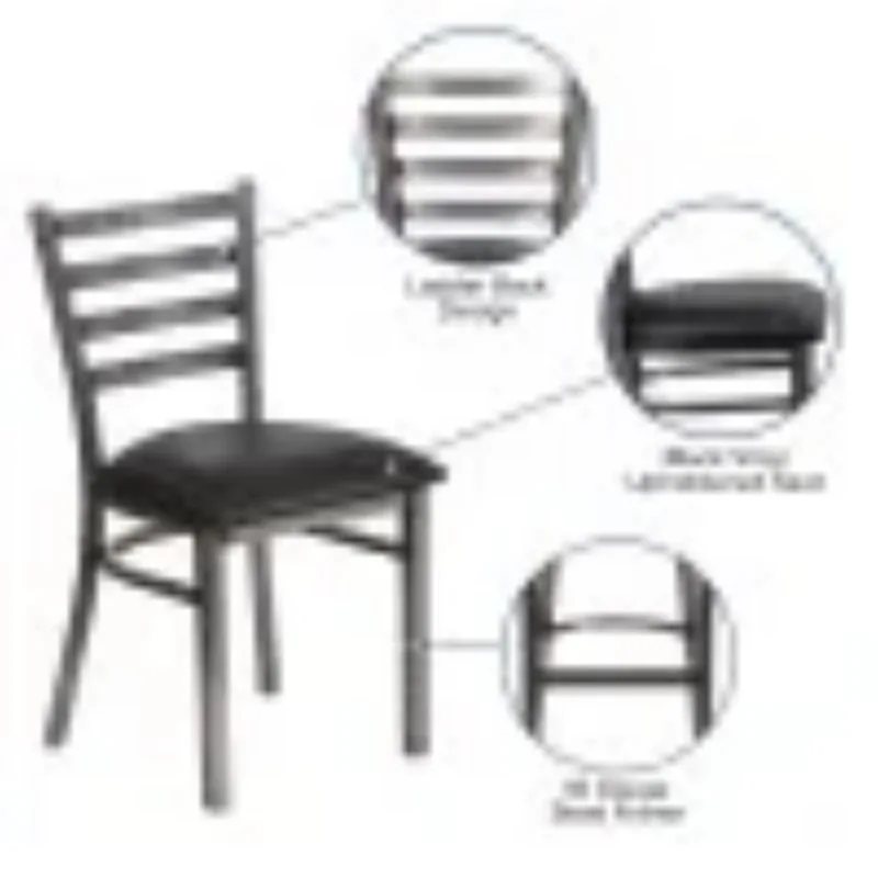 Series Clear Coated Ladder Back Metal Restaurant Chair 4