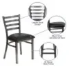 Series Clear Coated Ladder Back Metal Restaurant Chair 4