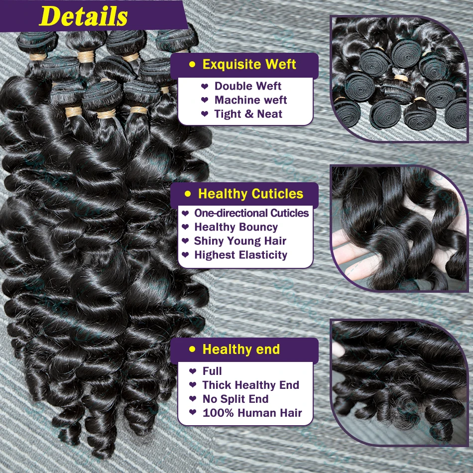 Human Hair Bundles Rosabeauty Loose Deep Wave Bundles Human Hair 30 38 40 Inch Can Be Dyed and Bleached