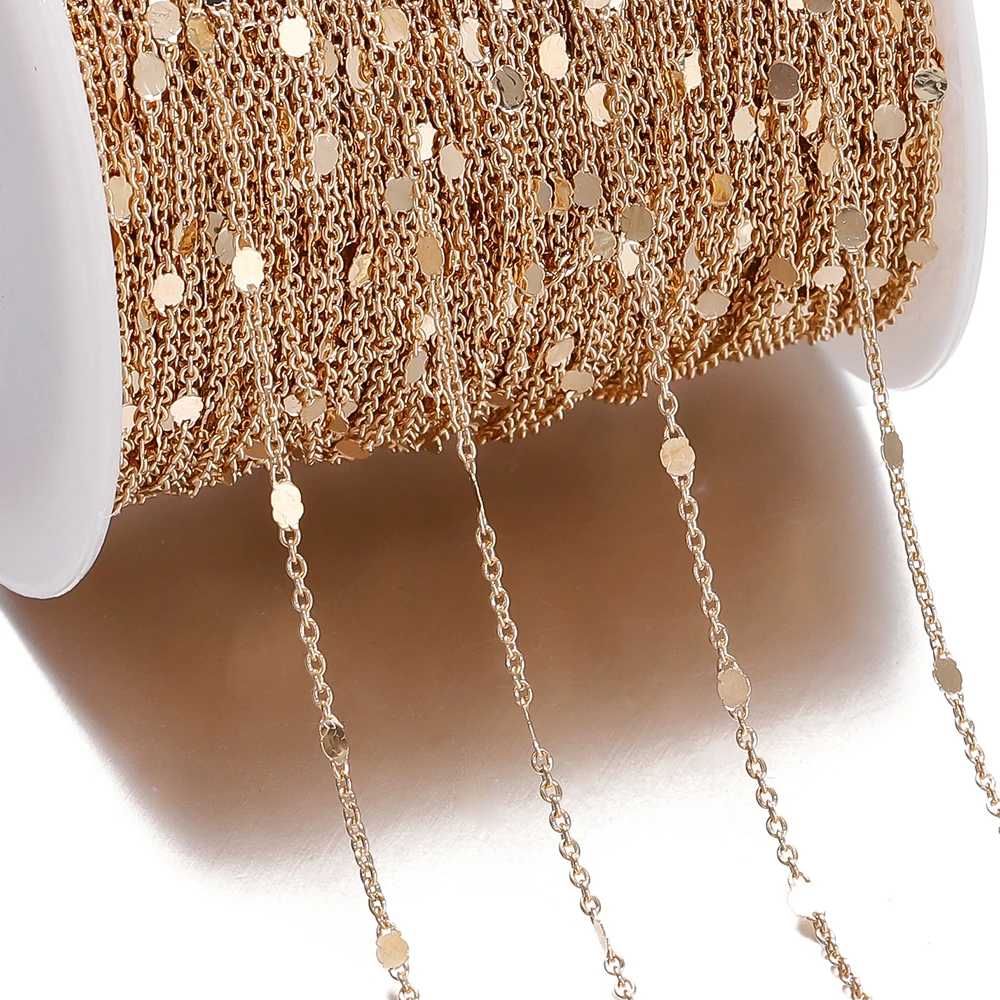 Gold Color Copper Chain with Sequins