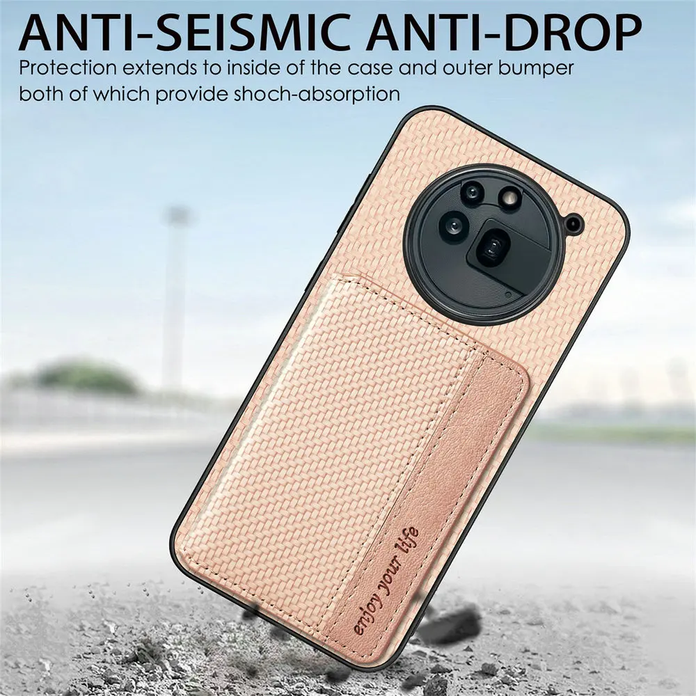 Leather Card Case Wallet with RFID Protection and 360° Protective Magnetic Back Cover