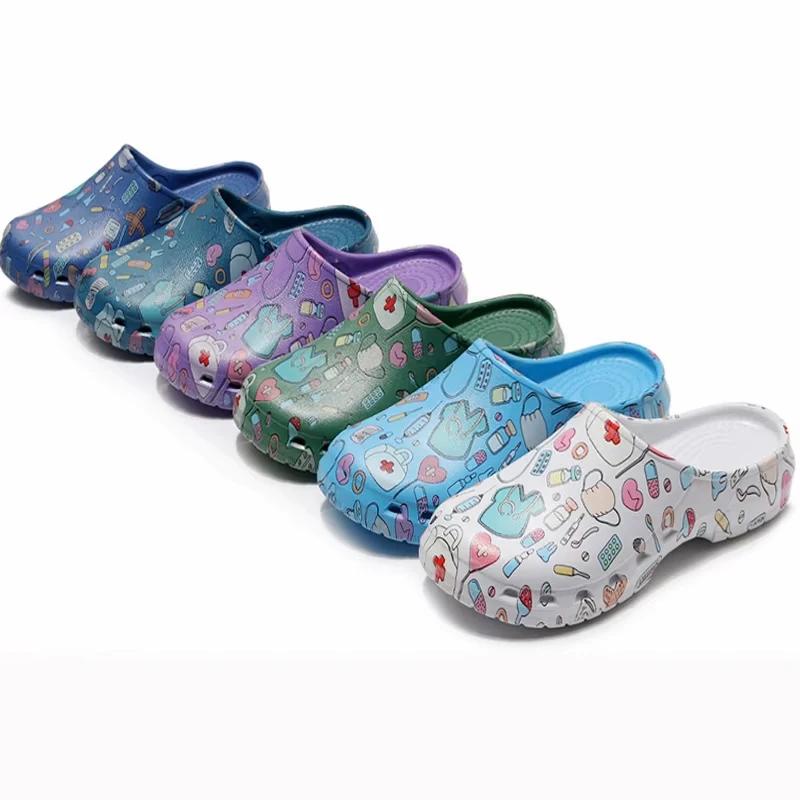 Medical print Nurse Clogs EVA Surgical Slippers Lightweight Non-slip Doctor Scrub Clogs Dental Pet Clinic Nursing Clogs Y07-1 5