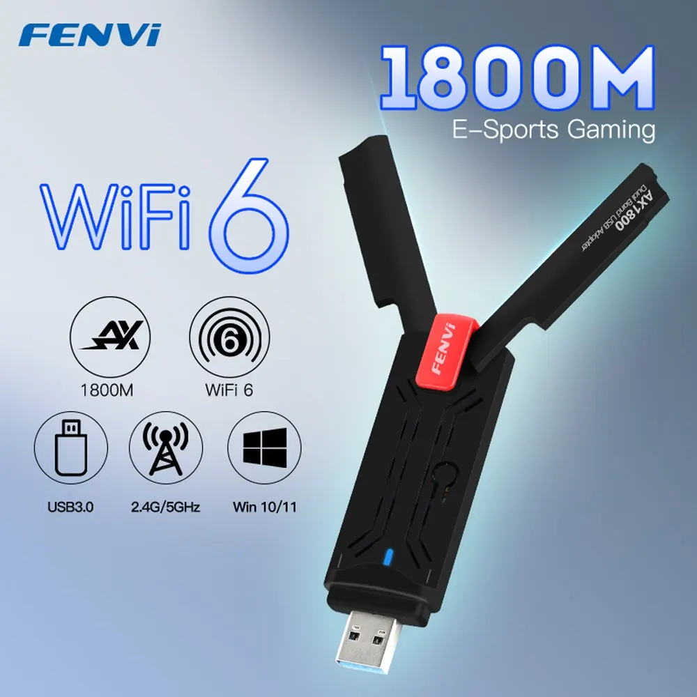 Fenvi wifi 6 usb adapter dual band ax1800 2 4g 5ghz wireless wifi 6e