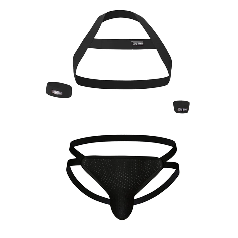 Thong Jockstrap Set Man Sexy Elastic Shoulder Chest Strap Hot Harness Body Bondage Chest Belt Lingerie Costume Arm Wrist Band