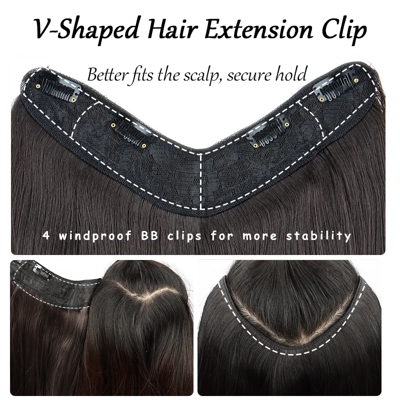 22 inch Synthetic One-Piece Hair Extensions | Inward-Curled Ends | BB Clips Easy Wear, No Damage | Instant Volume & Length