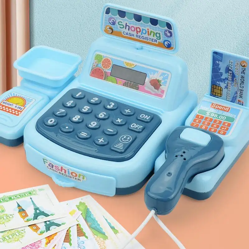 Market Shopping Cash Register Credit Card Machine Kids Play House Toys Simulation ATMs Model Kids Educational Toys Games