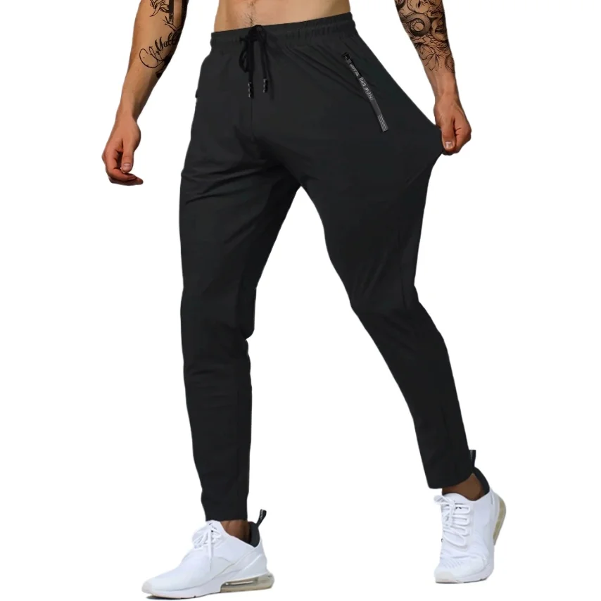 Casual Pants Casual Sports Pants Ice Silk Men's Pants Summer Black Gray Thin Business Casual Pants Outdoor Elastic Breathable Straight Leg Sweatpants