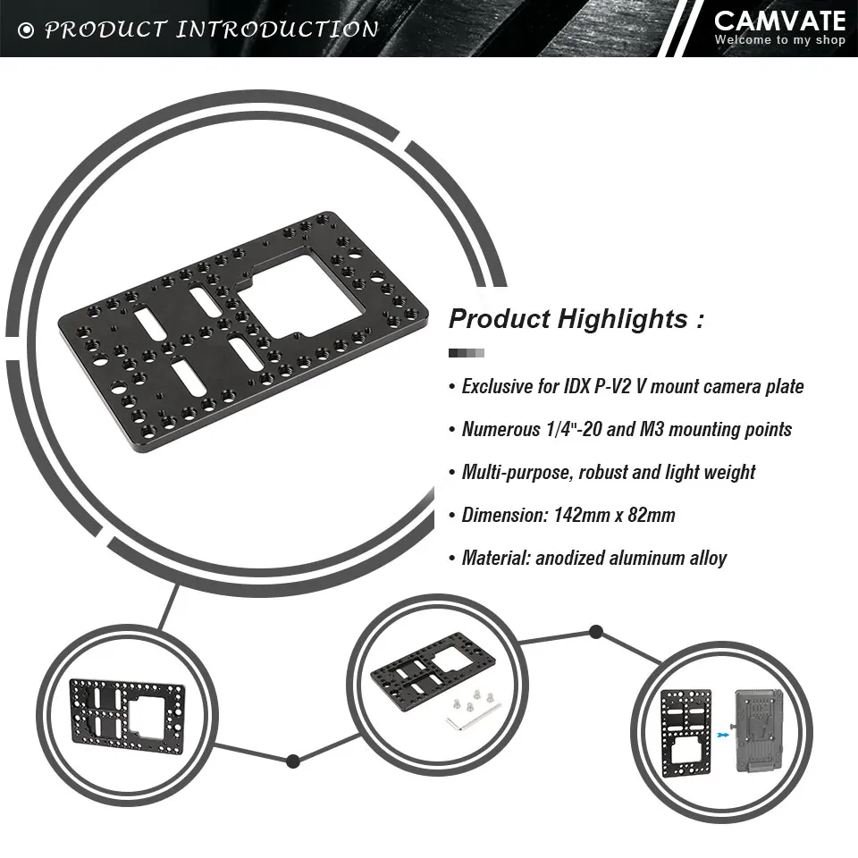 Cheese Plate Battery Backboard With 1/4"-20 Thread Screw Exclusively For IDX P-V