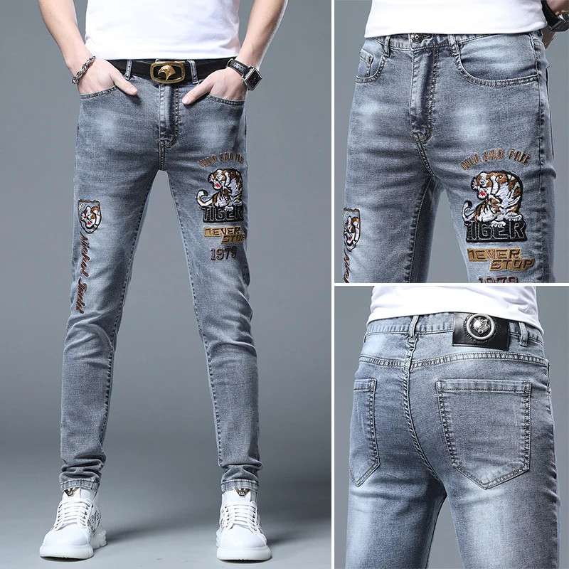 

European Summer Thin 2023 New Fashion Embroidery Slim Fit Small Foot Jeans