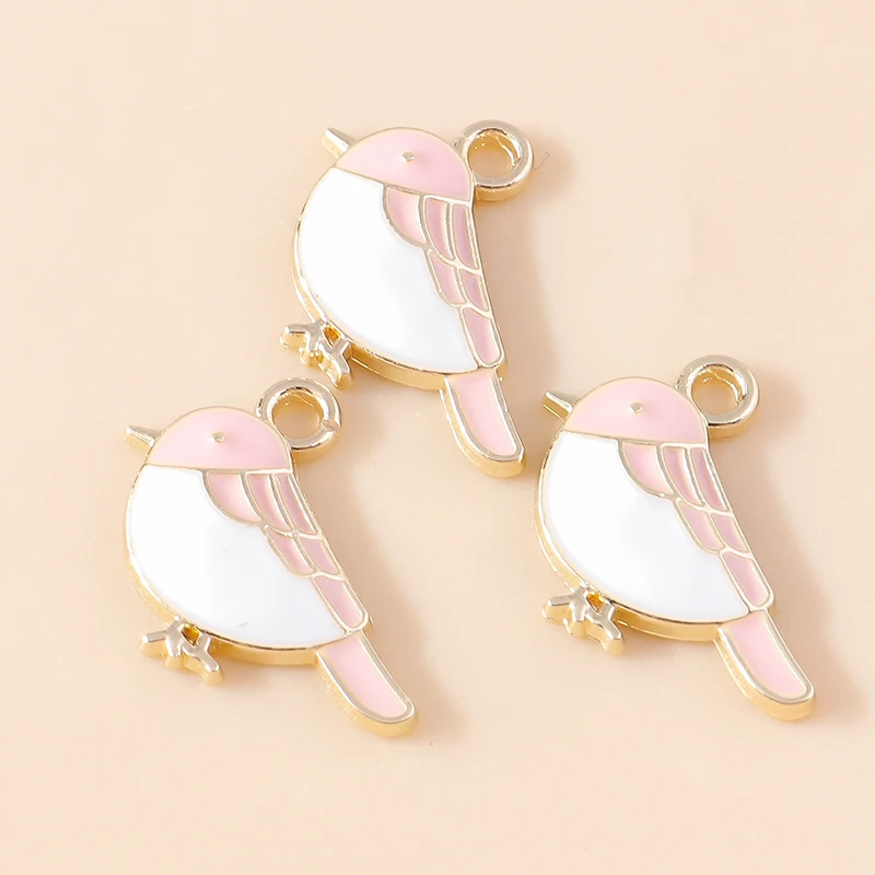 10 Stück gemischte rosa süße Emaille Tier Charms Vogel Elefant Katze Biene Hund Fisch Anhänger von Halsketten Ohrringe DIY Schmuck Zubehör – Detail 17