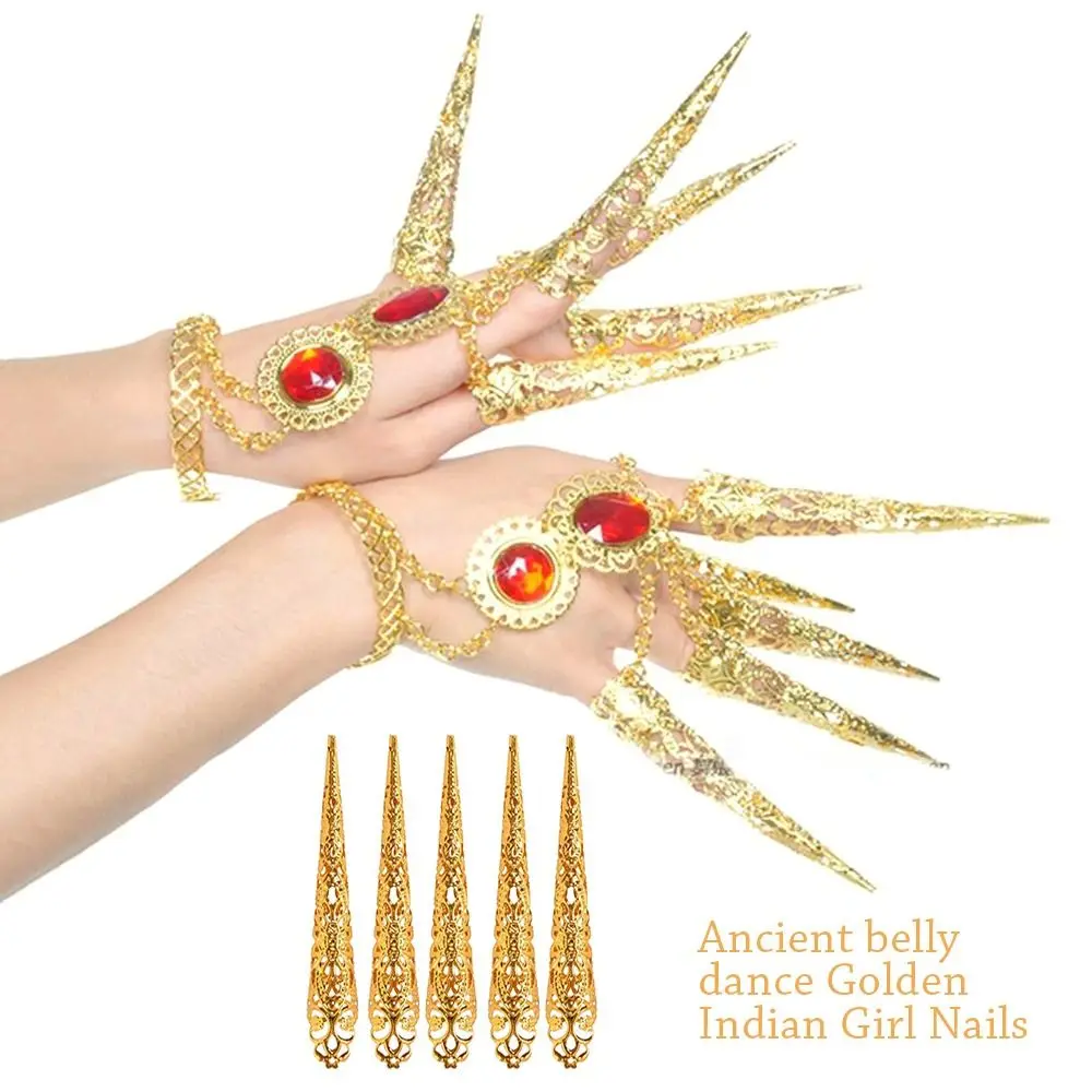 5Pcs Fashion Belly Dance Peacock Finger Jewelry Dance Prop False Nail Dance False Nail