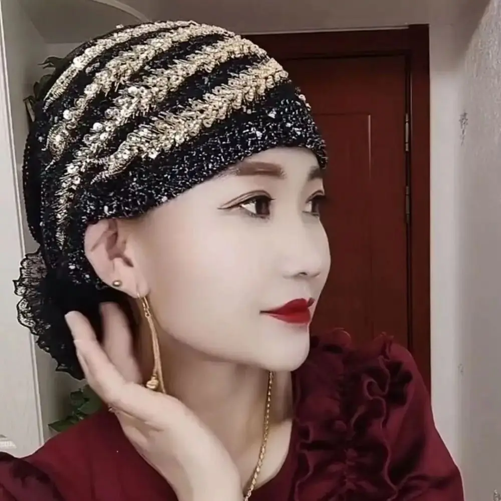 여성용 단색 무슬림 헤드 스카프 모자, 패션 코튼 레이스 터번, 무슬림 헤드피스