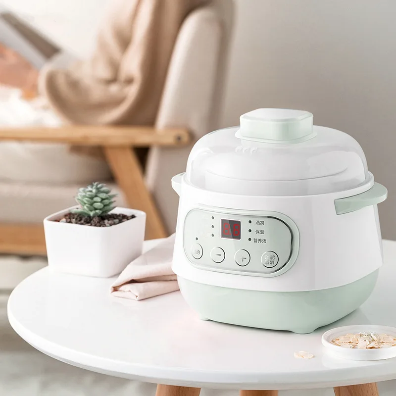 1L Gruel Soup Pot Ceramic Electric Crock Pot Automatic Household  Intelligent Small Crock Pot Rice Cooker Food Warmer Cooker