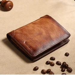 Men's RFID Genuine Leather Trifold Wallet with ID Window and Card Organizer (MBQ00877BHZ)