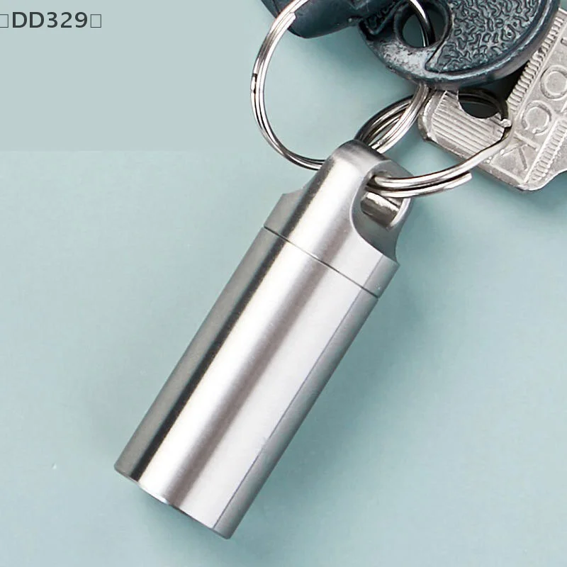 〔DD329〕 Mini Stainless Steel Sealed Capsule Waterproof Pill Box Camping Firstaid Pendant