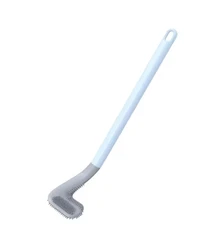 Sleek Black Silicone Toilet Brush Set with Long Handle - Modern Hygienic Bathroom Accessory (Blue brush)